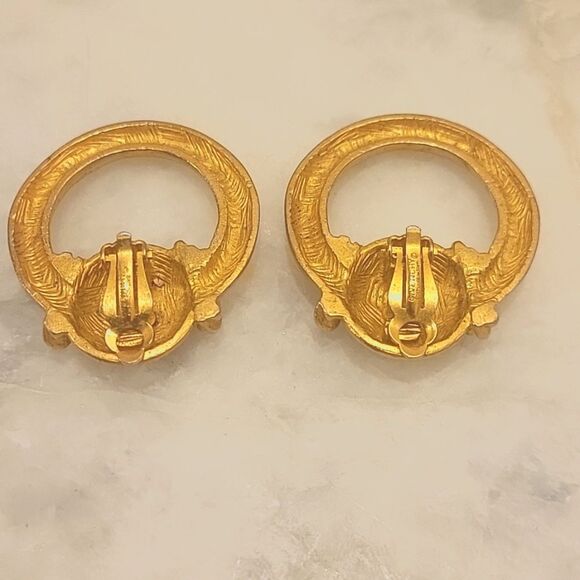 VTG Givenchy 80s 90s Gold Large Door Knocker Clip Retro Big Statement Earrings - Picture 2 of 9